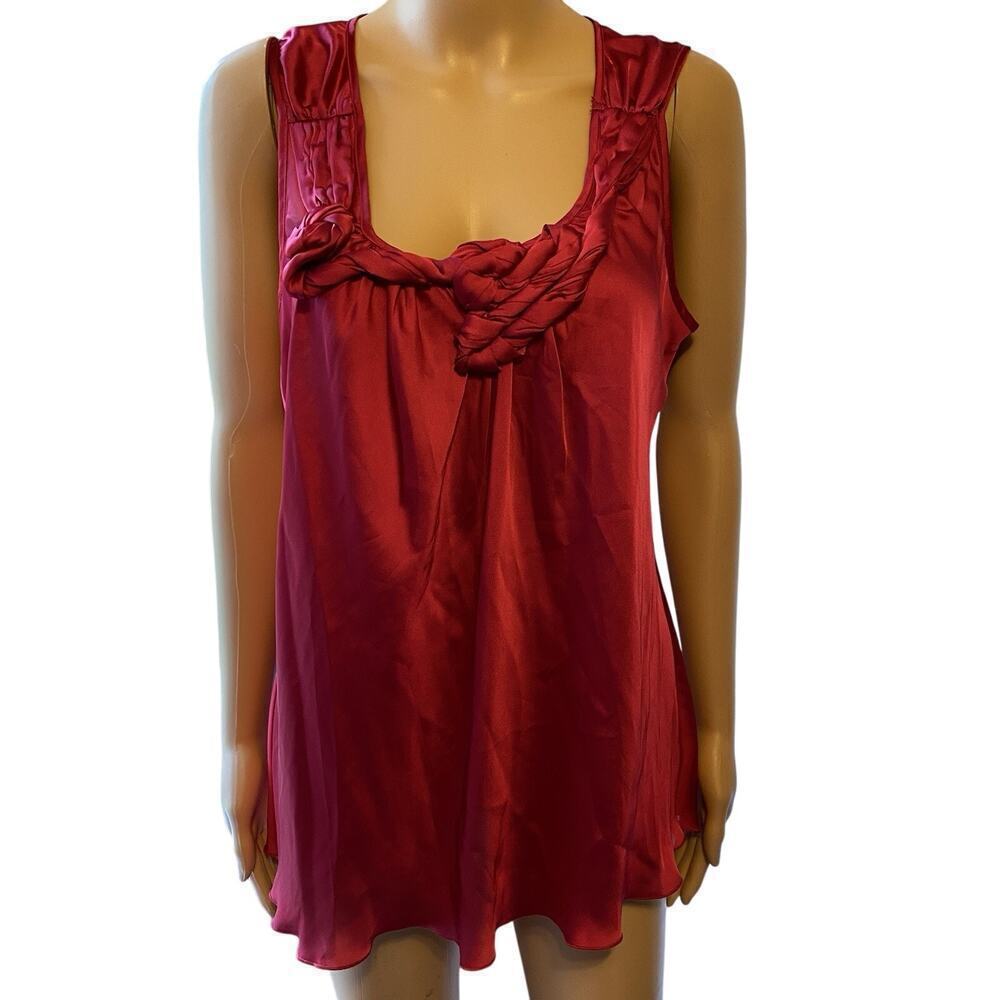 New Spense Womens L Tank Top Bohemian Summer Satin Fuchsia Office Formal Party